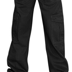 High Waisted Casual Pants Baggy Stretchy Wide Leg Y2K Streetwear with 6 Pockets